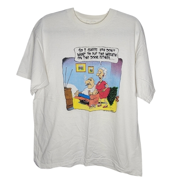 Vintage 90s Cummings Cartoon Humor Christmas Comedy Graphic T-Shirt Size XL - Picture 1 of 6